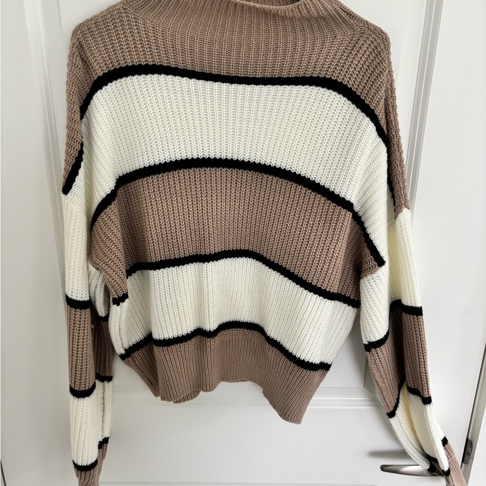 Striped Brown and White Women's Sweater